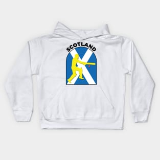 Scotland Cricket Batsman Scotland Flag Kids Hoodie